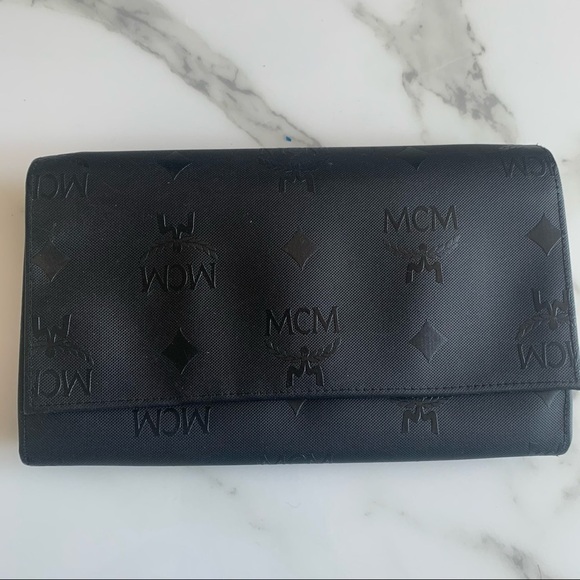 MCM black logo black wallet